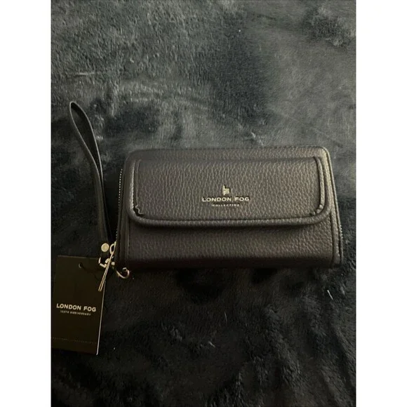 London Fog Fiona Long Zip & Front Flap Wristlet Wallet Blue NWTS - Picture 1 of 13
